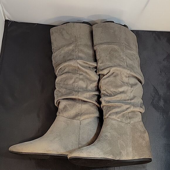 BRAND NEW JUSTFAB POINTED TOE  MID CALF FAUX LEATHER SUEDE  WINTER  BOOT - Picture 13 of 14